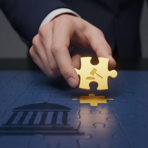 A hand places a final golden puzzle piece, symbolizing mandatory grounds of appeal as the essential component for completing a legal procedure.